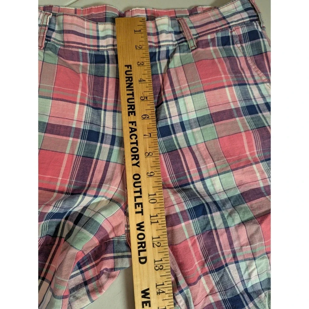 IZOD Shorts Mens 34 Tan Blue Plaid 9